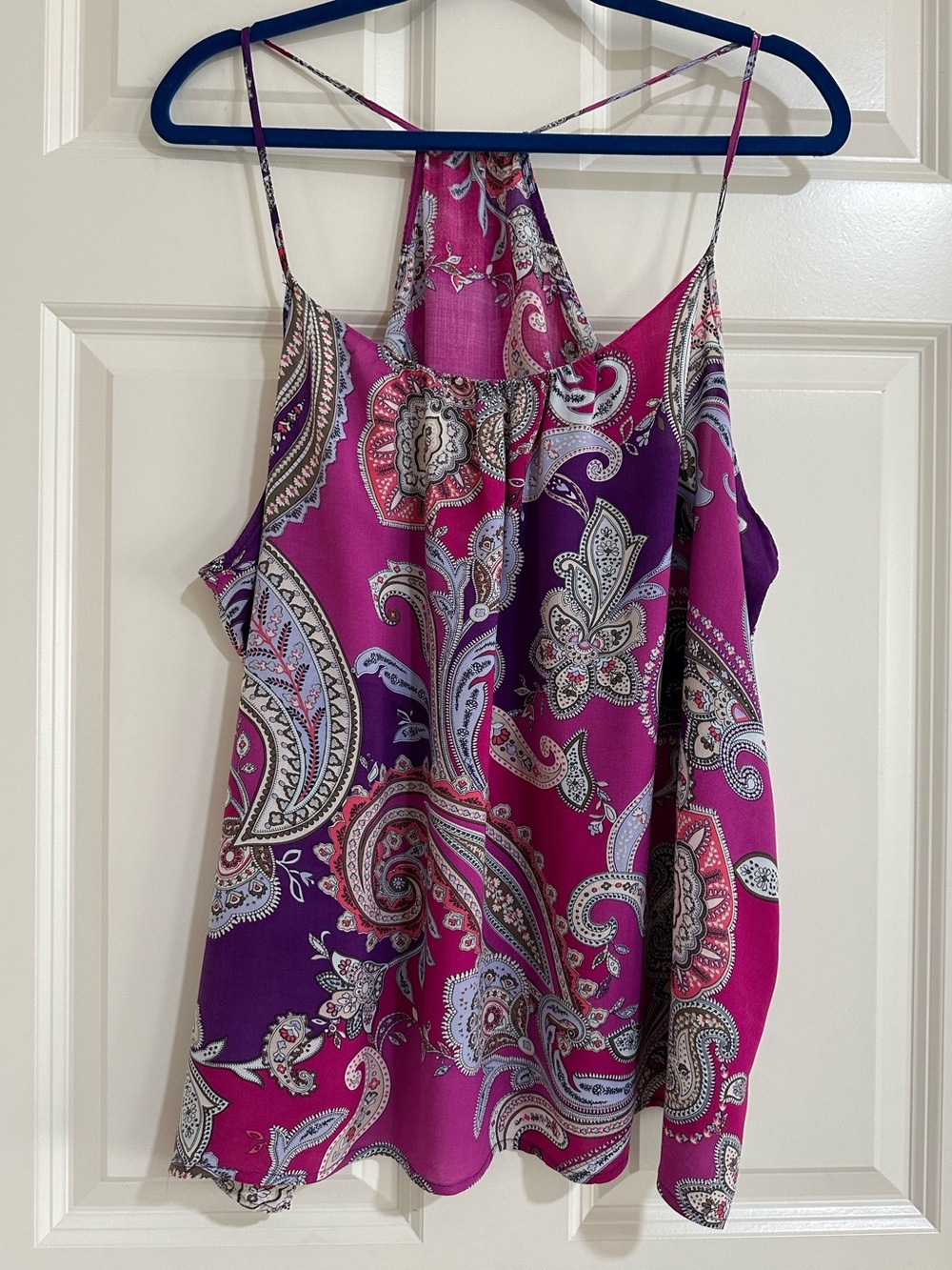 Old Navy Pink & Purple Paisley High Neck Cami/Halter/Tank Top, XXL, EUC